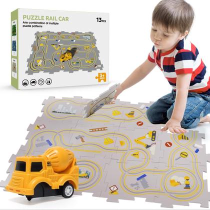 Imagem de Jogo de tabuleiro Puzzle Track Racer Car Playset Road Builder 3+