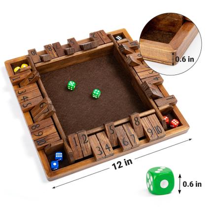 Imagem de Jogo de tabuleiro ropoda Shut The Box 4-Way 12 polegadas para crianças e adultos