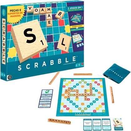 Imagem de Jogo de Tabuleiro Scrabble Core Madeira 2 em 1 JLJ55 Mattel