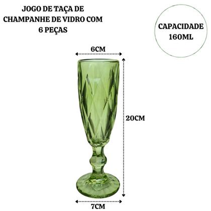 Imagem de Jogo de taça de champanhe de vidro com 6 peças 160ml