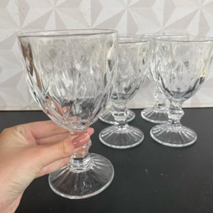 Imagem de Jogo de taça de vidro com 6 peças decorativas diamond 320ml transparente - lyor