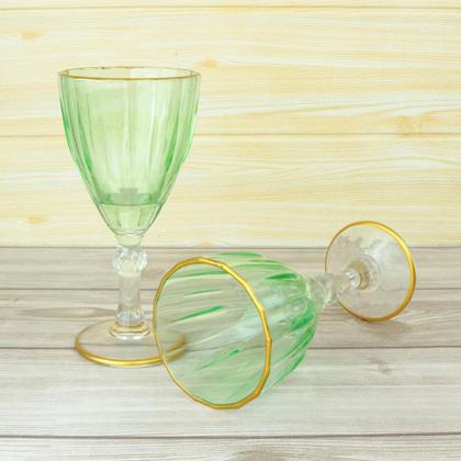 Imagem de Jogo de taça de vidro com borda dourada 6 peças 210ml