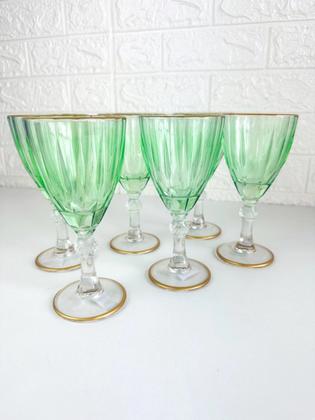 Imagem de Jogo de taça de vidro com borda dourada 6 peças 210ml