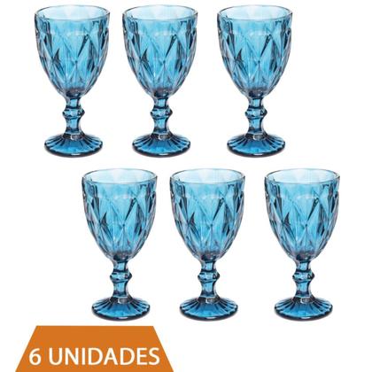 Imagem de Jogo de taça Diamante Azul 300ml 6 peças Água Suco Vinho