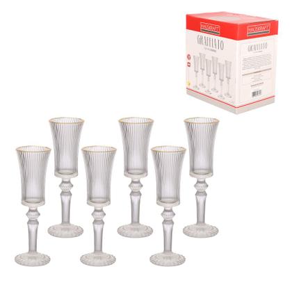 Imagem de Jogo de Taça para Champanhe Graffiato em Vidro com Borda Dourada 150ml - Hauskraft