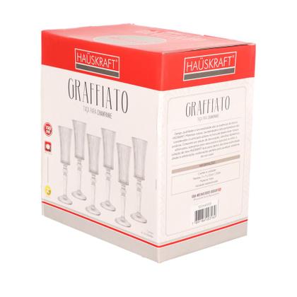 Imagem de Jogo de Taça para Champanhe Graffiato em Vidro com Borda Dourada 150ml - Hauskraft
