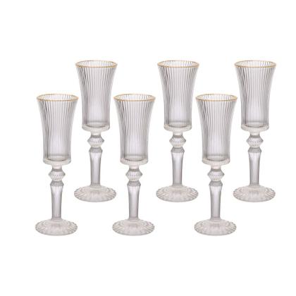 Imagem de Jogo de Taça para Champanhe Graffiato em Vidro com Borda Dourada 150ml - Hauskraft