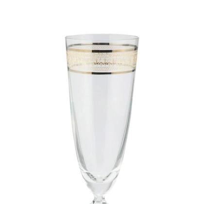 Imagem de Jogo de taças champanhe cristal ecológico Bohemia Brocade com friso de ouro 200ml 6 peças