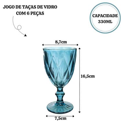 Imagem de Jogo De Taças De Vidro Color Com 6 Peças 330ml