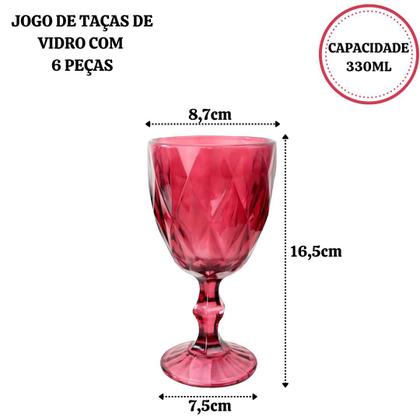 Imagem de Jogo De Taças De Vidro Color Com 6 Peças 330ml