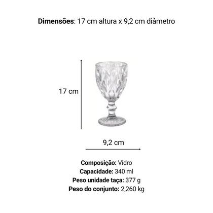 Imagem de Jogo de Taças de Vidro Diamante 340 ml com 6 peças
