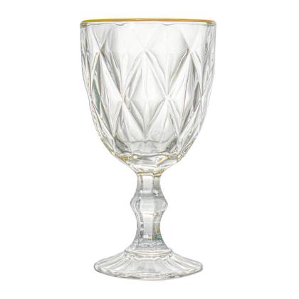 Imagem de Jogo de Taças de Vidro Diamond Fio de Ouro 320ml 6 peças - Hauskraft Premium