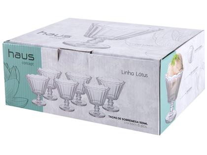 Imagem de Jogo de Taças de Vidro para Sobremesa Transparente 150ml 6 Peças Haus Concept Lótus