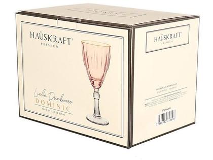 Imagem de Jogo de Taças De Vidro Rosa Dominic 6 Peças Para Água e Vinho - Hauskraft