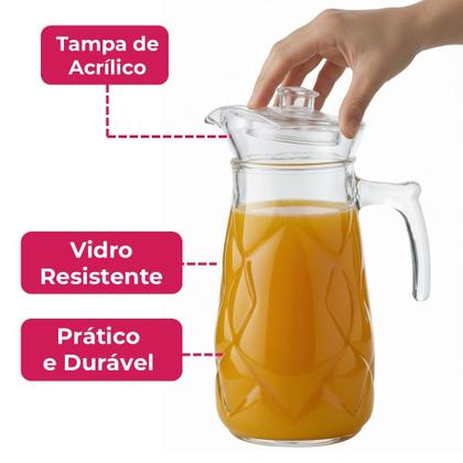Imagem de Jogo de Taças Diamante com Jarra 5 Peças Diamond Suco Água 340ml 1,8L Em Casa Tem