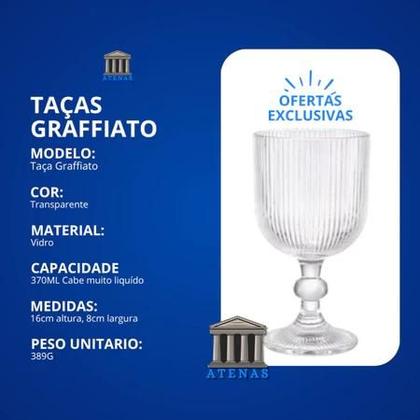 Imagem de Jogo De Taças Graffiato 370 Ml Com 6 Unidades De Vidro Transparente