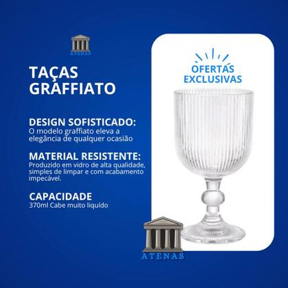 Imagem de Jogo De Taças Graffiato 370 Ml Com 6 Unidades De Vidro Transparente