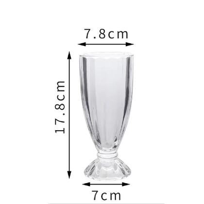 Imagem de Jogo de Taças Vidro 6 Unidades Copos Altos Para Milk Shake Suco Sobremesa Sorvete Retrô 360ml Conjunto