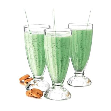 Imagem de Jogo de Taças Vidro 6 Unidades Copos Altos Para Milk Shake Suco Sobremesa Sorvete Retrô 360ml Conjunto