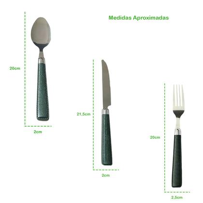 Imagem de Jogo De Talher Garfos/Faca/Colher Aço Inox Detalhes material sintético Cozinha Mesa Cabo Detalhado