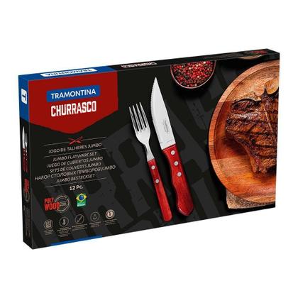 Imagem de Jogo De Talheres 12 Peças Tramontina Churrasco 21199796 Vermelho