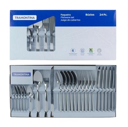 Imagem de Jogo De Talheres Búzios Aço 24 Pçs Inox Faqueiro Tramontina