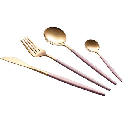 Imagem de Jogo de Talheres Düsseldorf Dourado com cabo Rose - 24 peças - Jogo de Talheres Completo com Detalhes Elegantes - Vintage com Toque de Luxo!