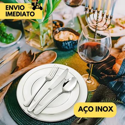 Imagem de Jogo de Talheres em Inox Faqueiro com 30 Peças sendo 10 Garfos 10 Colheres 10 Facas ideal para sua C