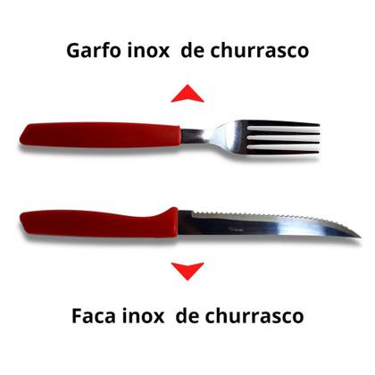 Imagem de Jogo De Talheres Faqueiro Inox Vermelho 24 Peças Resistente - Original
