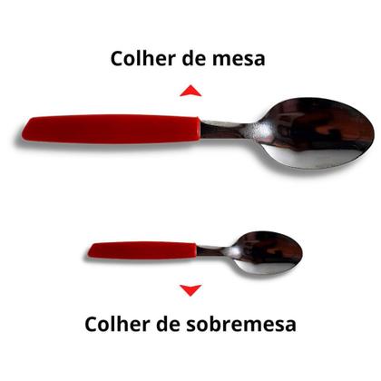 Imagem de Jogo De Talheres Faqueiro Inox Vermelho 24 Peças Resistente - Original