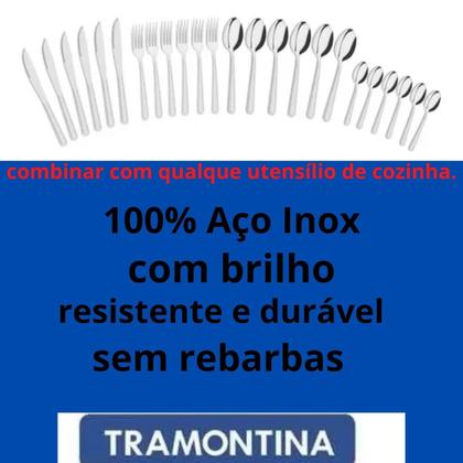 Imagem de jogo de talheres Faqueiros Tramontina Em Aço Inox Com 24 Peças Garfo Colher Faca Ideal Para Casa Restaurante Buffet