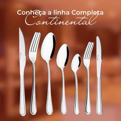 Imagem de Jogo de Talheres Garfo e Faca Aço Inox 24pçs Continental Original Line Bar Buffet Restaurante Lanchonete Padaria Quiosque