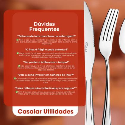 Imagem de Jogo de Talheres Garfo e Faca Inox 48 Peças Continental Original Line Faqueiro Cozinha Restaurante Buffet Lanchonete Bar