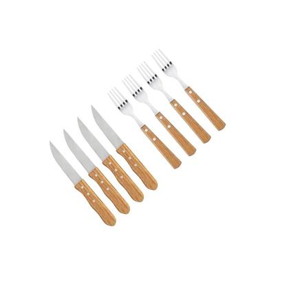 Imagem de Jogo de Talheres Inox Cabo de Madeira Churrasco 8Pcs