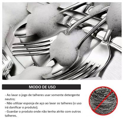 Imagem de Jogo De Talheres P Aparelho De Jantar Faqueiro Inox Dourado Rosê Dourado/Preto 24 Peças Utensílios de Cozinha Completo