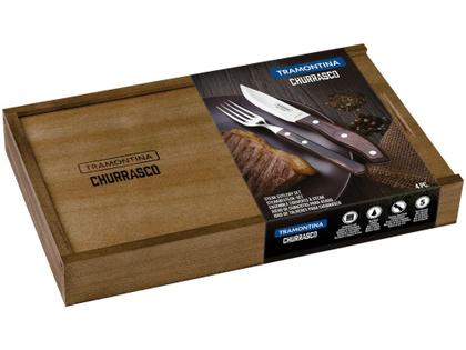 Imagem de Jogo de Talheres para Churrasco Tramontina Inox - Polywood 4 Peças com Estojo