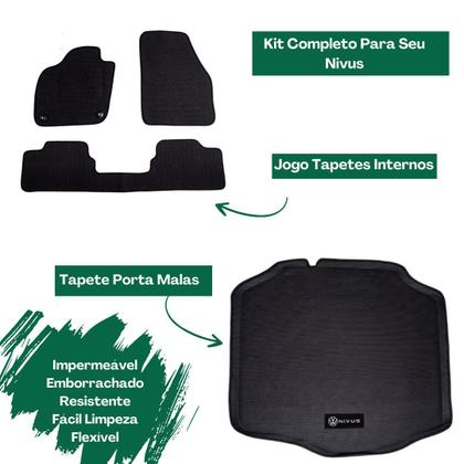 Imagem de Jogo de Tapetes P/ Nivus e Bandeja Flexível Emborrachado Impermeável Resistente À Água Sem Odor Pvc