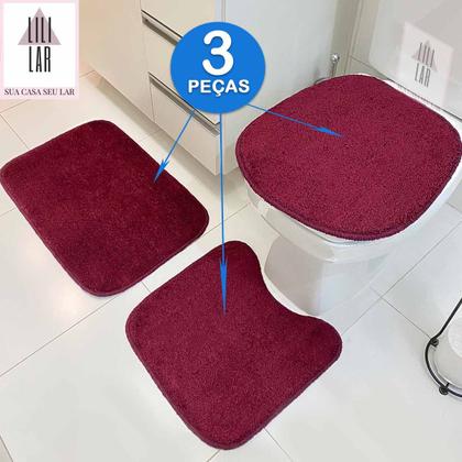 Imagem de Jogo de Tapetes para Banheiro Algodão Gold com Antiderrapante Kit 3 peças