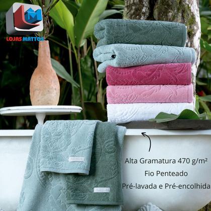Imagem de Jogo de Toalha Banhão Gigante Atlântica Barra Veludo 100% Algodão Fio Penteado Alto Relevo