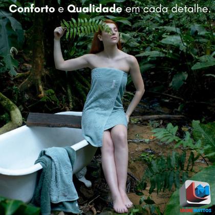 Imagem de Jogo de Toalha Banhão Gigante Atlântica Barra Veludo 100% Algodão Fio Penteado Alto Relevo