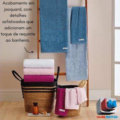 Imagem de Jogo de Toalha Banhão Gigante Atlântica Barra Veludo 100% Algodão Fio Penteado Alto Relevo