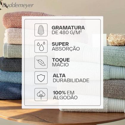 Imagem de Jogo de Toalha Buddemeyer Fio Penteado Canelado 100% Algodão 3 peças Banho e Rosto
