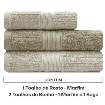 Imagem de Jogo de Toalha Buddemeyer Fio Penteado Canelado 100% Algodão 3 peças Banho e Rosto