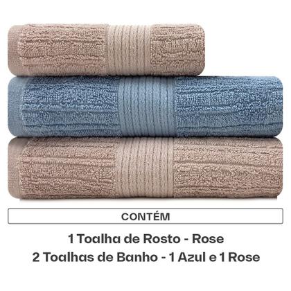 Imagem de Jogo de Toalha Buddemeyer Fio Penteado Canelado 100% Algodão 3 peças Banho e Rosto