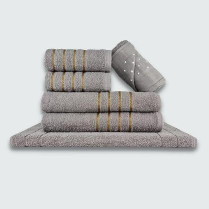 Imagem de Jogo De Toalhas 24 Ps Coleo Montreal 100% Algodo Cz+br+az+mr