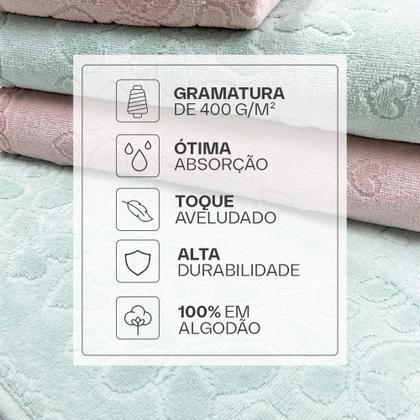 Imagem de Jogo de Toalhas 3 Peças Banho e Rosto Döhler 100% Algodão Aveludada Romance