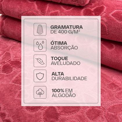 Imagem de Jogo de Toalhas 3 Peças Banho e Rosto Döhler 100% Algodão Aveludada Romance