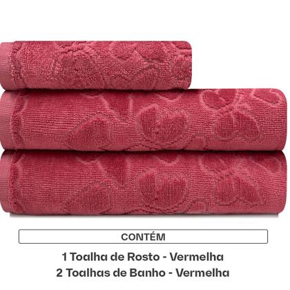 Imagem de Jogo de Toalhas 3 Peças Banho e Rosto Döhler 100% Algodão Aveludada Romance