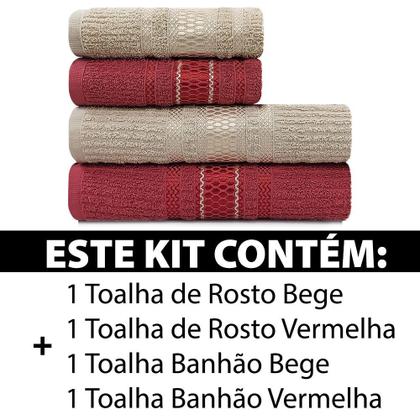 Imagem de Jogo de Toalhas 4 Peças Banhão Gigante + Rosto 100% Algodão Marcotex Capri - Emcompre