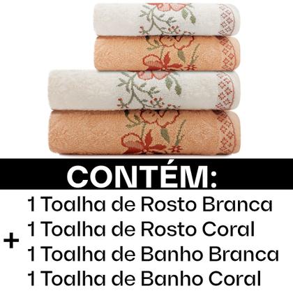 Imagem de Jogo De Toalhas 4 Peças - Banho e Rosto Algodão Antipiling Yuna Karsten - Emcompre